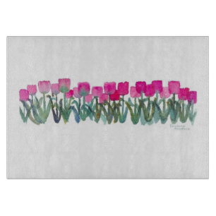 PINK TULIP GROVE CUTTING BOARD