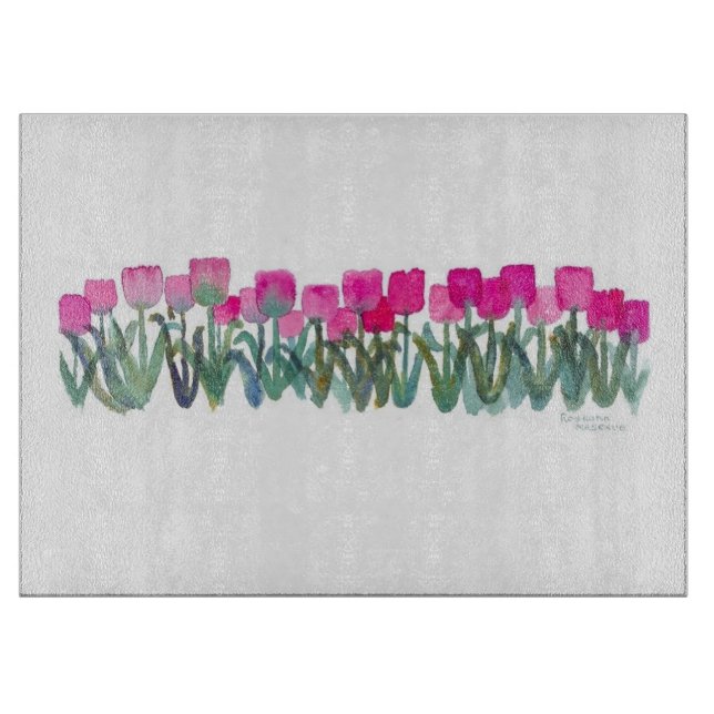 PINK TULIP GROVE CUTTING BOARD (Front)