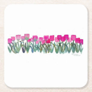 Pink Tulip Grove Paper Coasters
