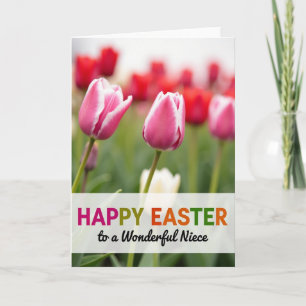 Pink Tulip Happy Easter Card