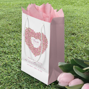 Pink tulip heart art thank you wedding favour small gift bag