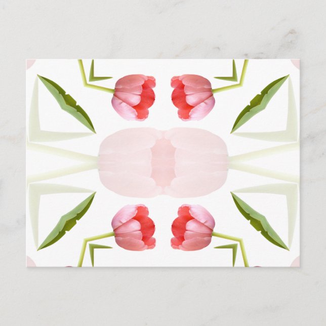 Pink Tulip Kaleidoscope Pattern Postcard (Front)