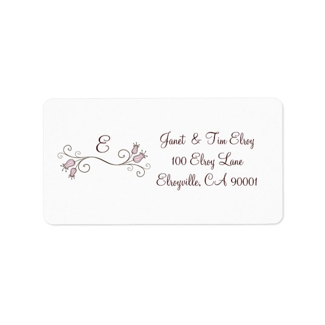 Pink Tulip Monogram Custom Labels (Front)