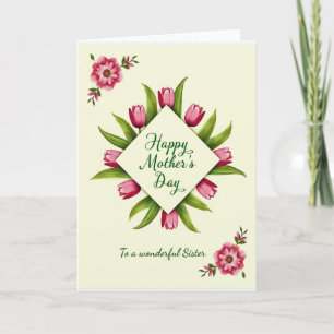 Pink Tulip Mothers Day Sister Card