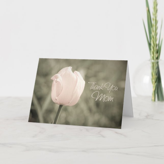 Pink Tulip Mum Wedding Day Thank You Card (Front)