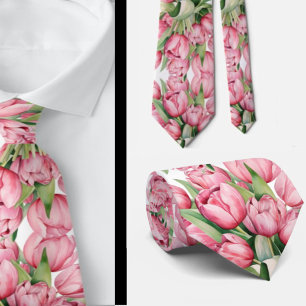 Pink Tulip Neck Tie