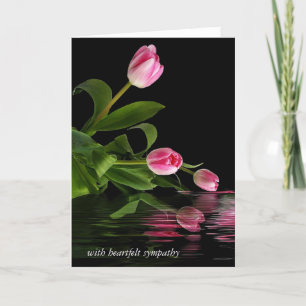 Pink Tulip Reflection In Water Sympathy Card