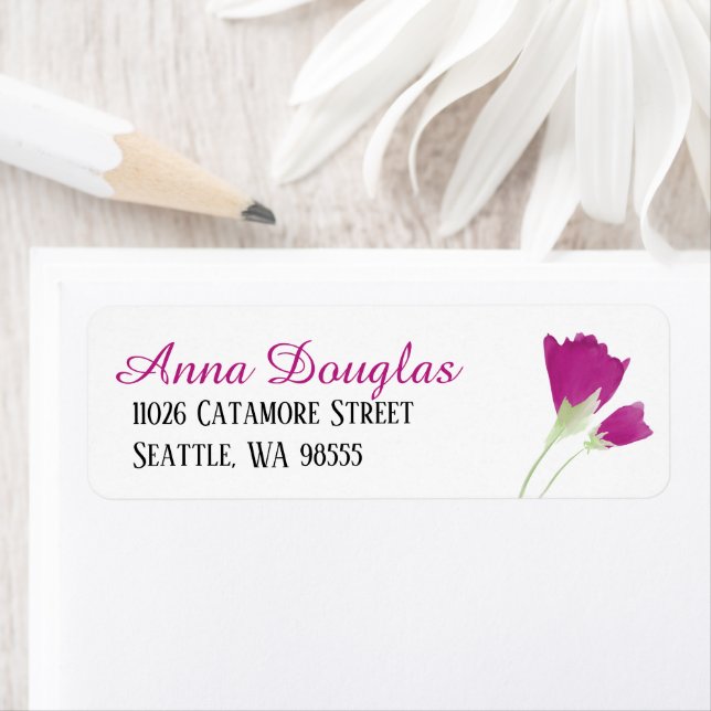 Pink Tulip Return Address Label Sheet (Insitu)