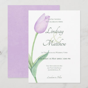 Pink Tulip Solo Purple Modern Invitation
