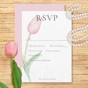 Pink Tulip Solo Wedding Dinner RSVP Card