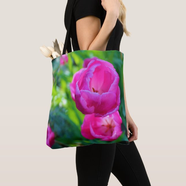 Pink Tulip Tote Bag (Close Up)