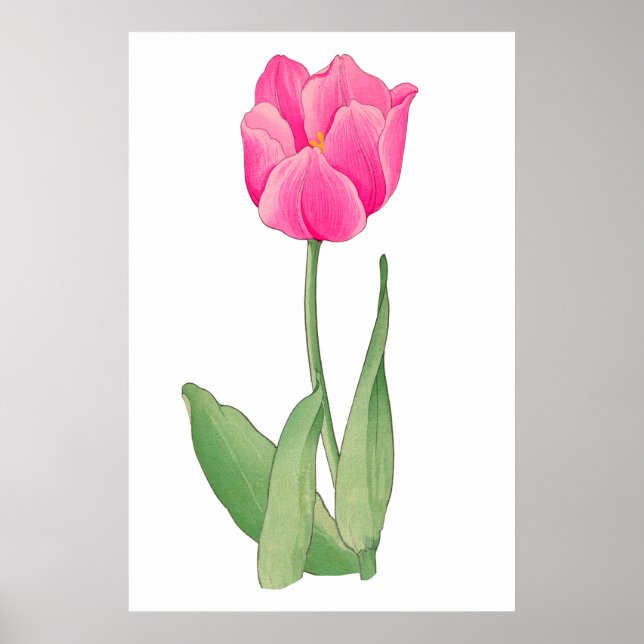 Pink tulip , vintage Japanese art Poster (Front)