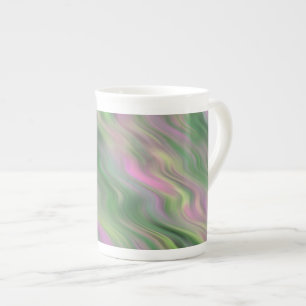 Pink Tulip Wavy Texture Bone China Mug