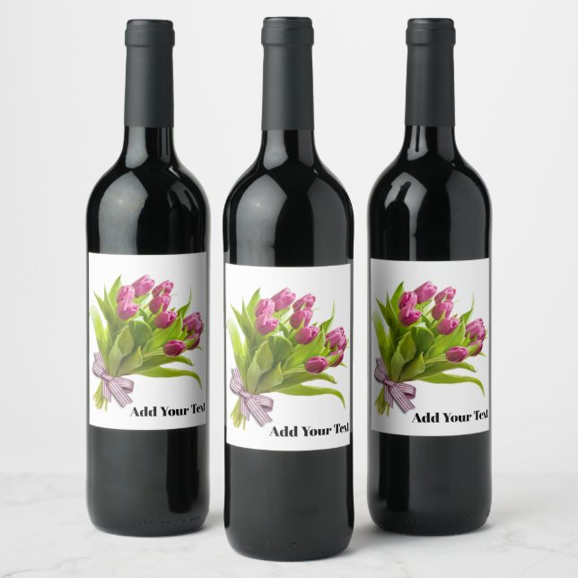 Pink Tulip Wine Label (Bottles)