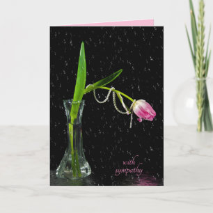 pink tulip with pearls sympathy card