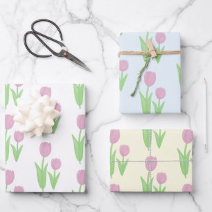 Pink Tulip Wrapping Paper Sheet