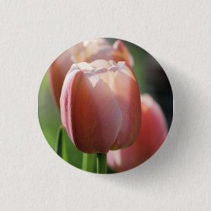 Pink tulips 3 cm round badge