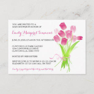 Pink Tulips - 3x5 BABY Shower Invitation