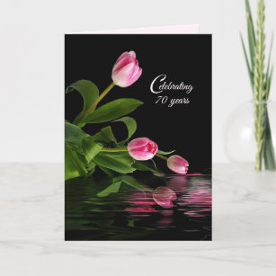 Pink Tulips 70th Anniversary Card