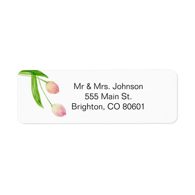Pink Tulips - address label template Return Address Label (Front)
