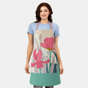 Pink Tulips Artistic Modern Colour Blocks Apron