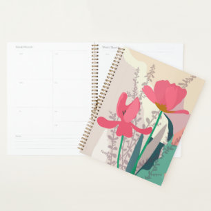 Pink Tulips Artistic Modern Colour Blocks Planner