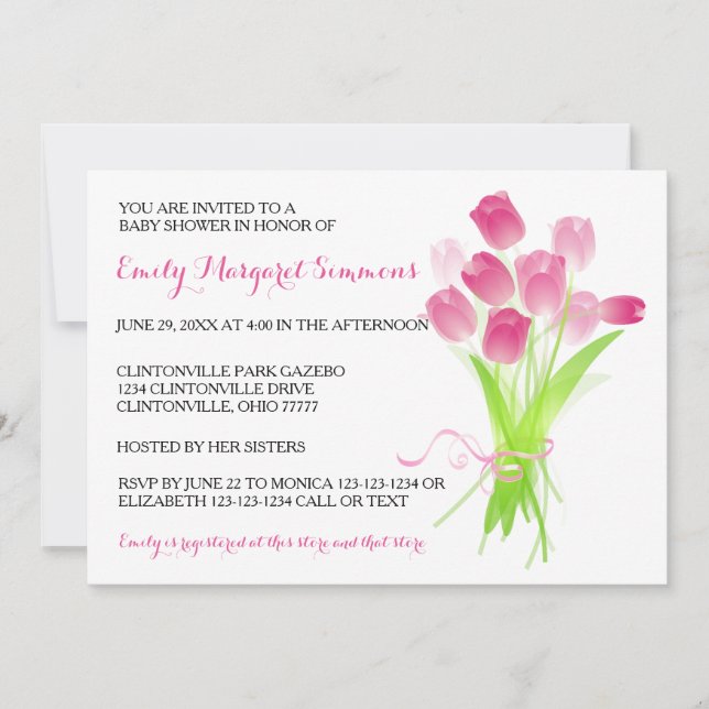 Pink Tulips - BABY Shower Invitation (Front)