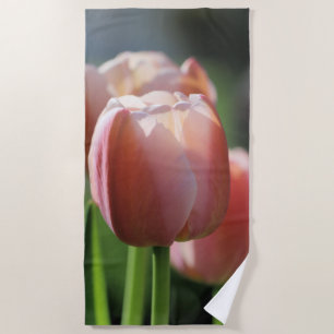 Pink Tulips Beach Towel