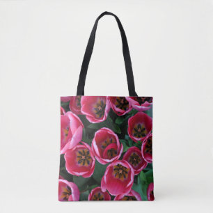 Pink tulips beauty tote bag