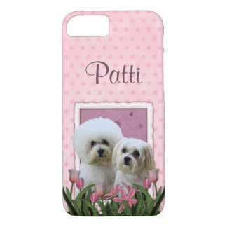 Pink Tulips - Bichon and Maltese iPhone 8/7 Case