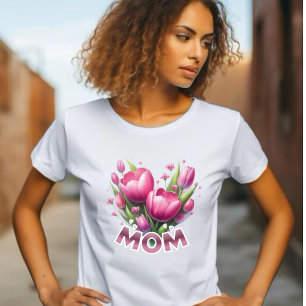 Pink Tulips Bouquet - MOM  T-Shirt