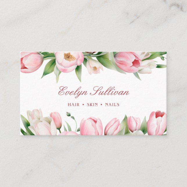 Pink tulips business card (Front)