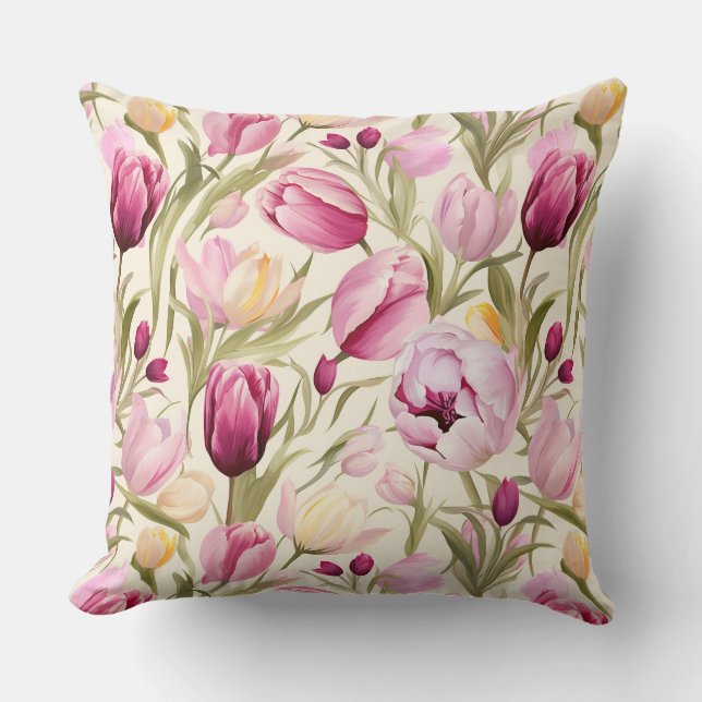 Pink Tulips Cushion (Front)