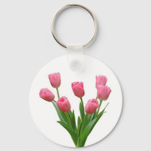 pink tulips - customisable key ring