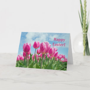 Pink Tulips Easter Card