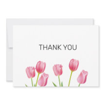 Pink Tulips Flat Thank You Card