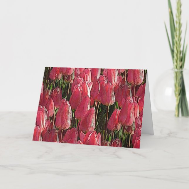 Pink Tulips Floral Card (Front)