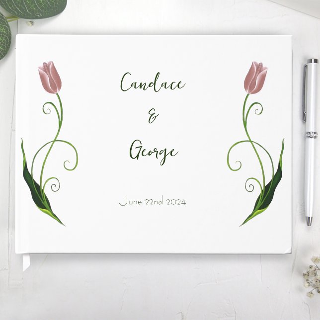 Pink Tulips Floral Guest Book (Creator Uploaded)