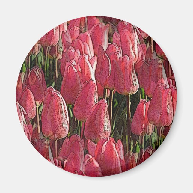 Pink Tulips Floral Magnet (Front)