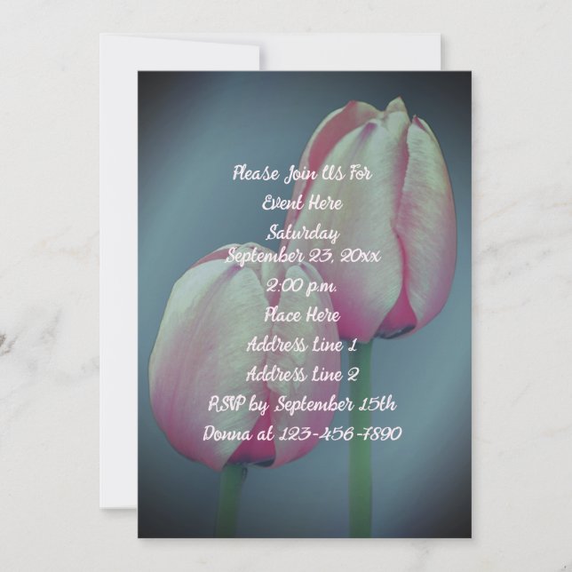 Pink Tulips Floral Party Invitation (Front)