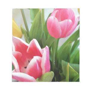 Pink Tulips, Floral Spring Bouquet, Flowers Notepad