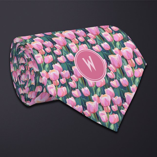 Pink Tulips Floral  Tie (Creator Uploaded)