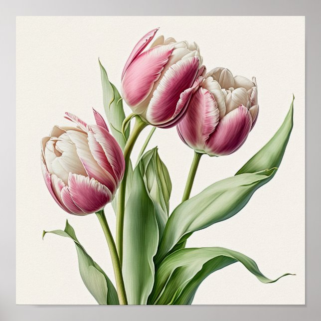 Pink Tulips Flower Art Print Poster (Front)