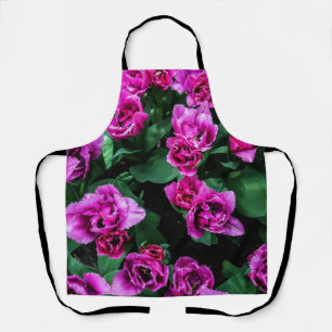 Pink tulips flowers apron