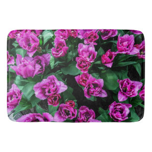 Pink tulips flowers bath mat