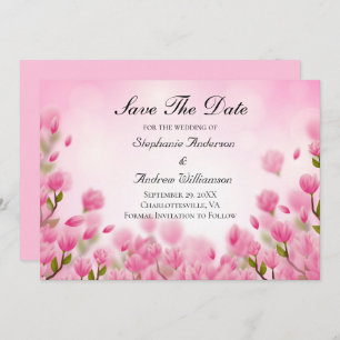 Pink Tulips Flowers Floral Wedding  Save The Date