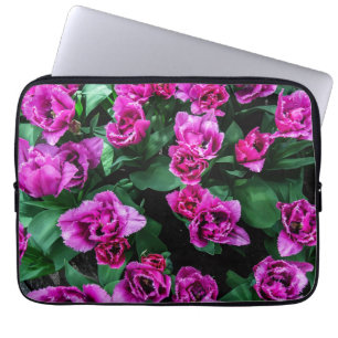 Pink tulips flowers laptop sleeve