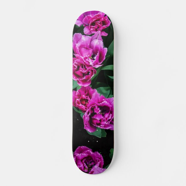 Pink tulips flowers skateboard (Front)
