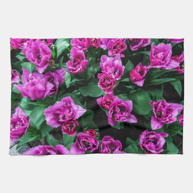 Pink tulips flowers tea towel (Horizontal)