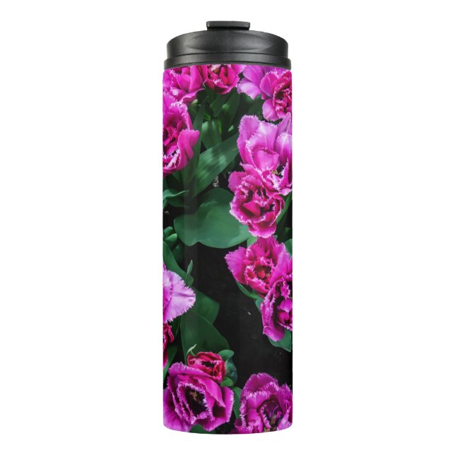 Pink tulips flowers thermal tumbler (Front)